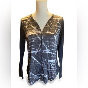 GO BY GO SILK Monochrome Abstract Top Size Small Long Sleeve‎
